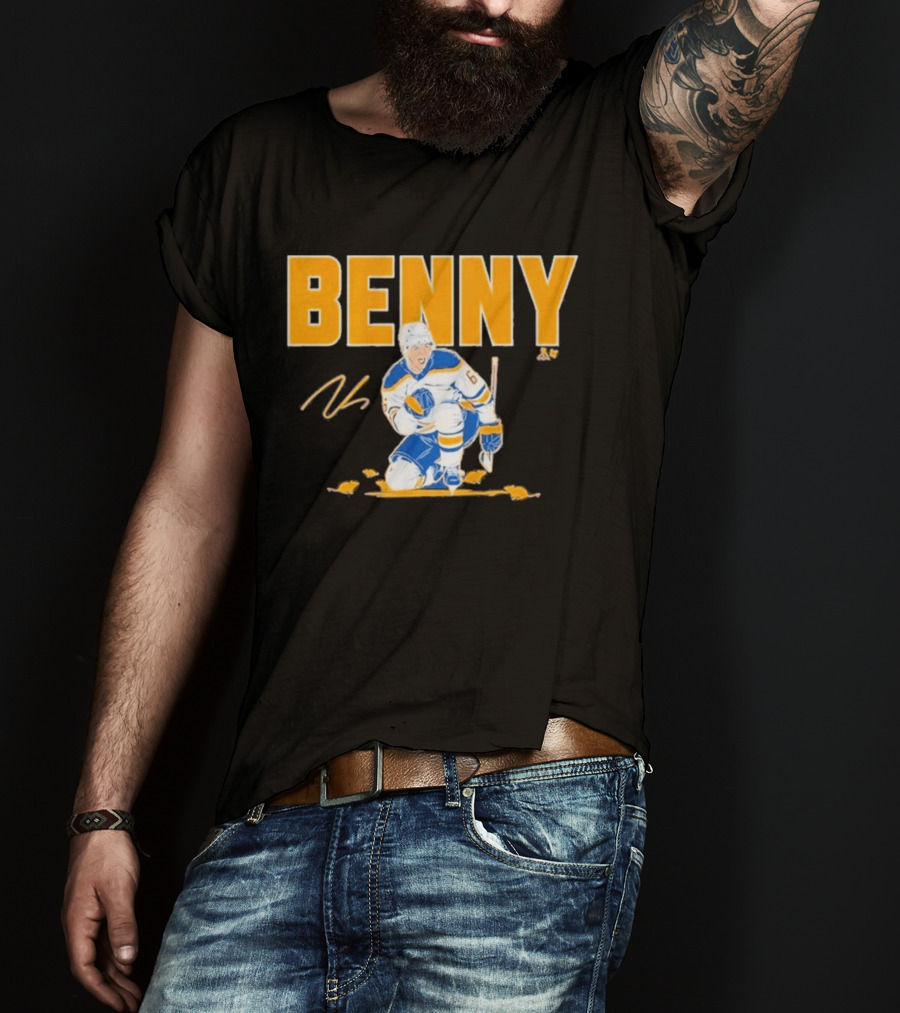 Benny 66 Hockey Player Buffalo Blue And Gold T-Shirt