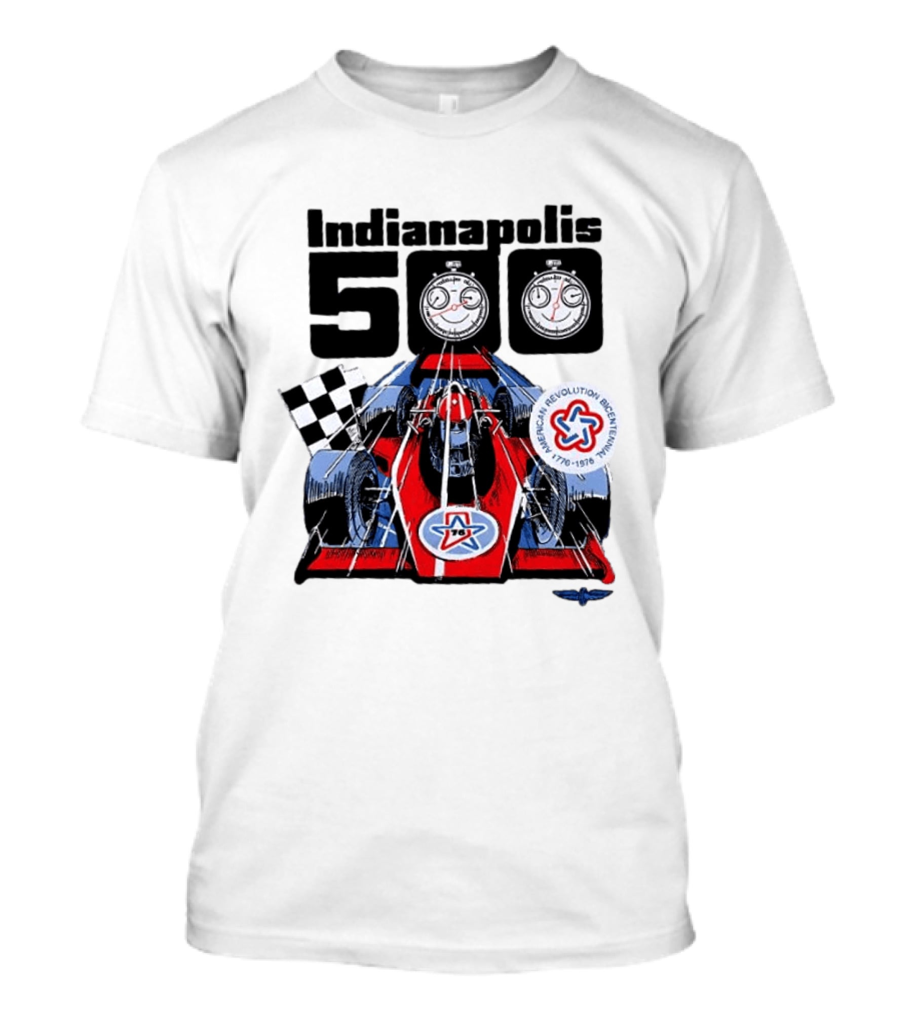Indianapolis 500 1976 60th Anniversary Racing Car American Revolution Bicentennial T-Shirt