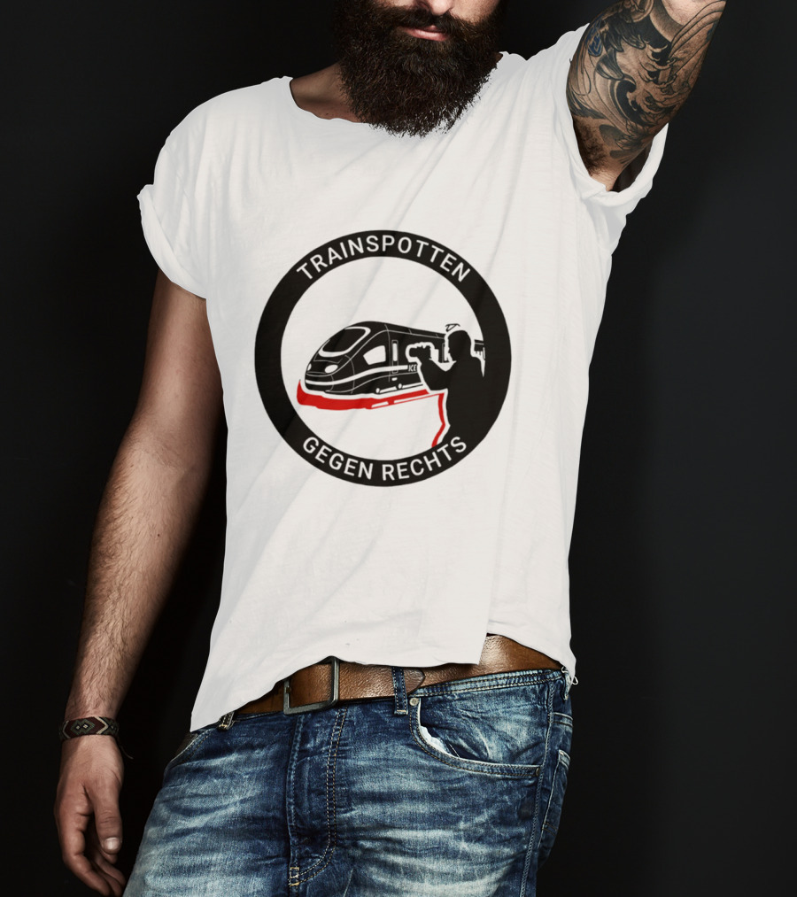 Trainspotten Gegen Rechts Train And Photographer Silhouette Anti Right Movement T-Shirt