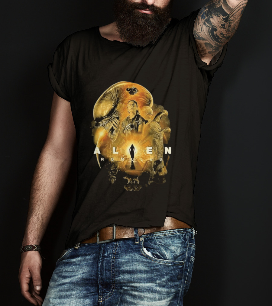 Alien Romulus Xenomorph Collage With Character And Spaceship T-Shirt