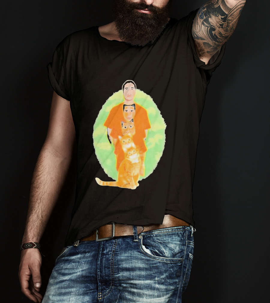 Julian And Logan Julian And Logan Logan Meows With Orange Cat Stack T-Shirt