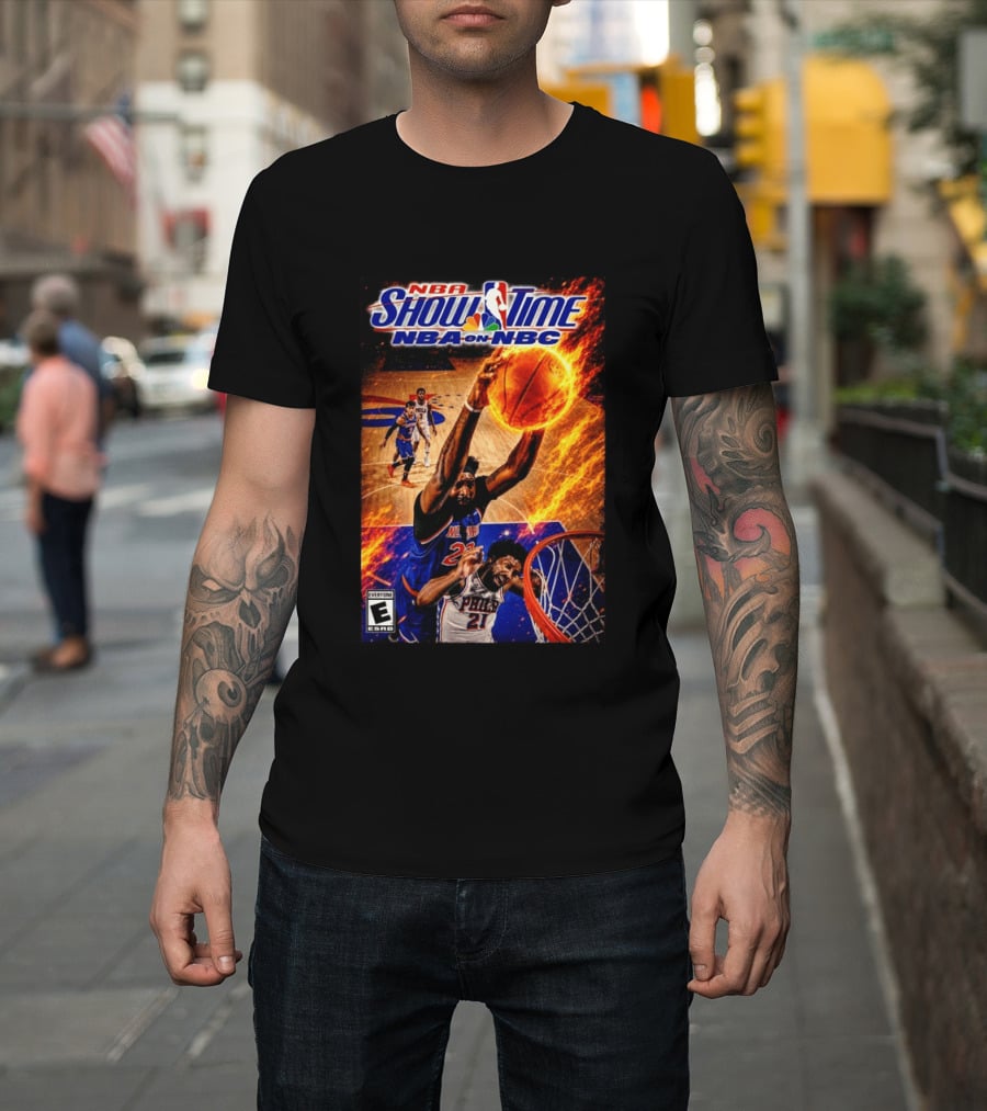 NBA Showtime Dunking Mitchell Robinson On Joel Embiid NBA On NBC T-Shirt
