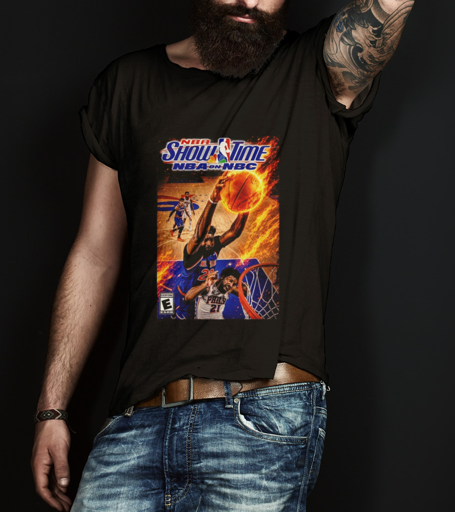 NBA Showtime Dunking Mitchell Robinson On Joel Embiid NBA On NBC T-Shirt
