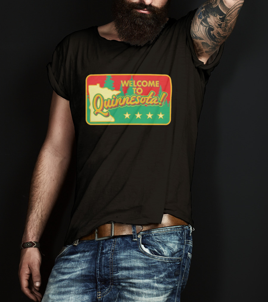 Welcome To Quinnesota State Map Forest Theme With Stars T-Shirt