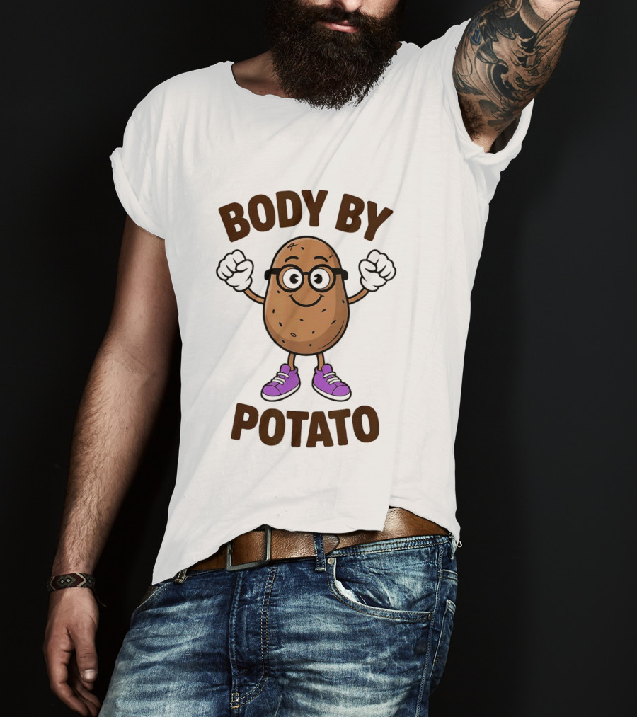 Body By Potato Cartoon Potato With Glasses And Sneakers T-Shirt