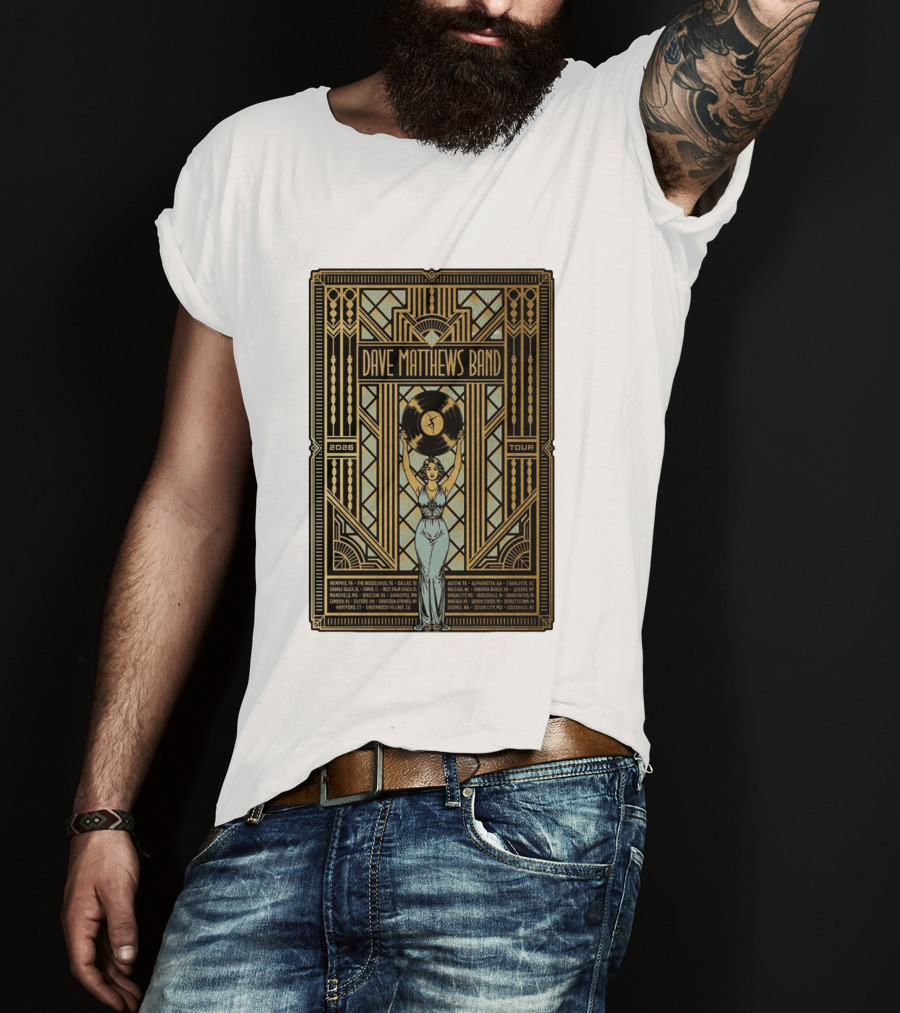 Dave Matthews Band 2026 Fall Tour Art Deco Concert Dates And Cities T-Shirt