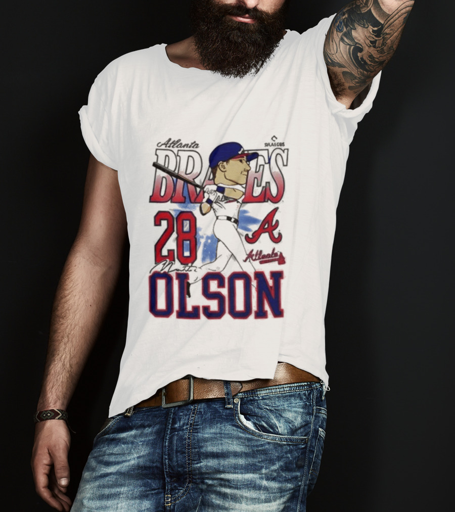 Atlanta Braves 28 Olson Caricature T-Shirt