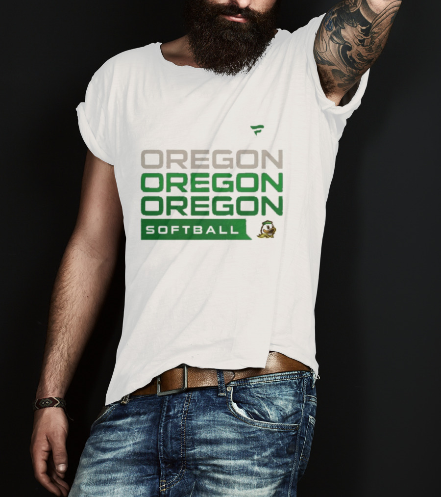 Oregon Ducks Softball Triple Oregon Text Tri Blend T-Shirt