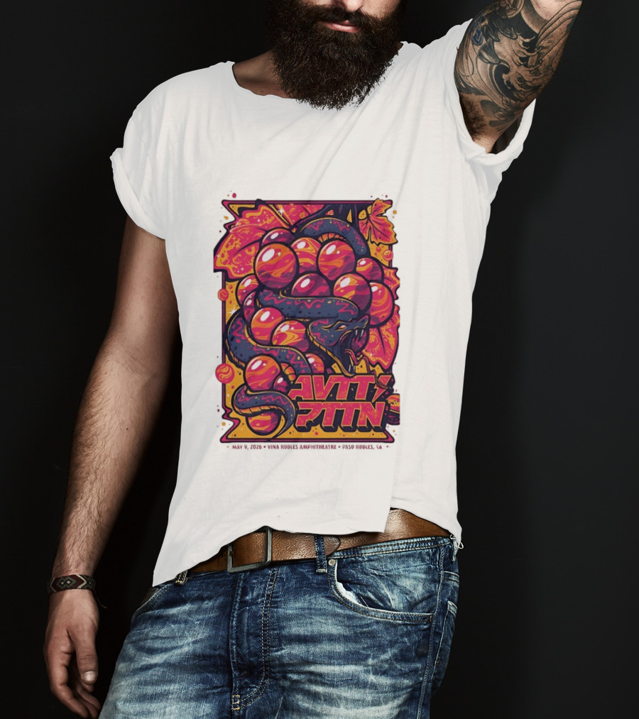 Avett Brothers Paso Robles CA 2026 May 9 Tour Snake Grapes T-Shirt