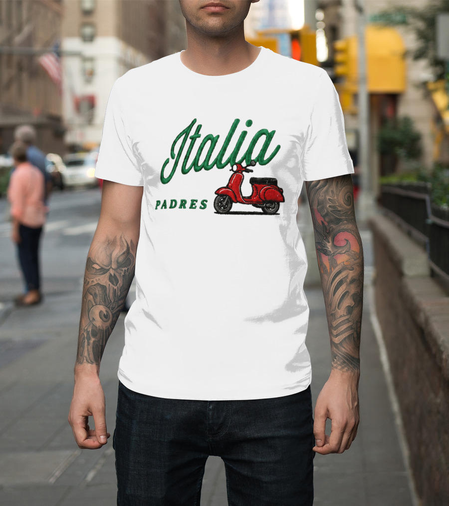 Italia Padres Red Scooter 2026 Italian Heritage Celebration Night Hat T-Shirt