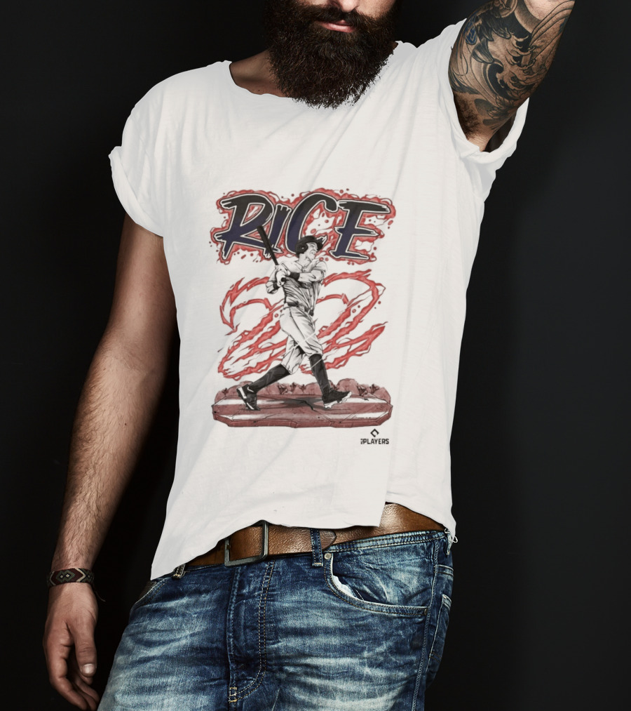 Rice 22 Power Swing Baseball Player Action T-Shirt
