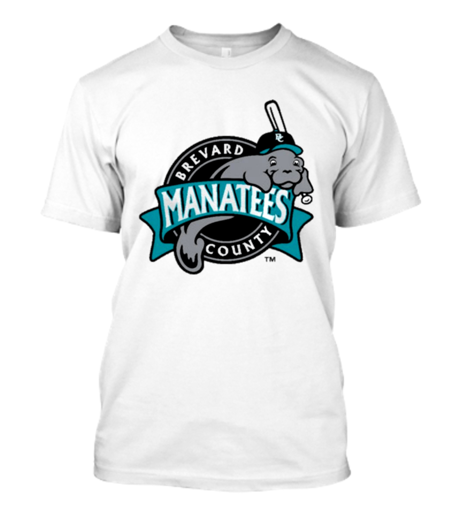 Brevard County Manatees Baseball Team Cap Mascot With Bat And Ball T-Shirt
