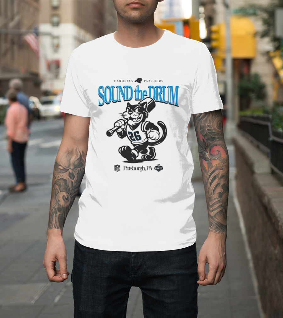 Carolina Panthers Sound The Drum Pittsburgh PA 95 Panther Cartoon T-Shirt