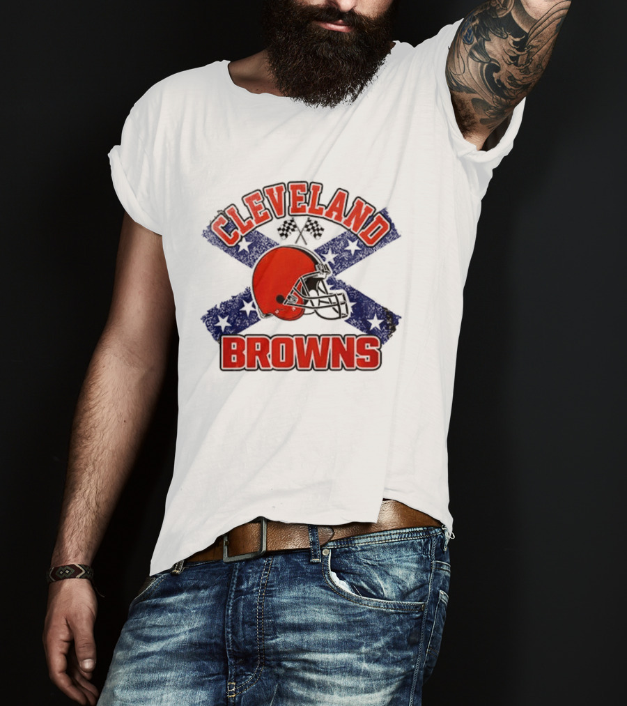 Cleveland Browns Helmet Dukes Of Hazzard Flag T-Shirt