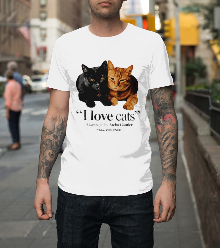 I Love Cats Ateba Gautier Full Violence Black And Ginger Cat Duo T-Shirt