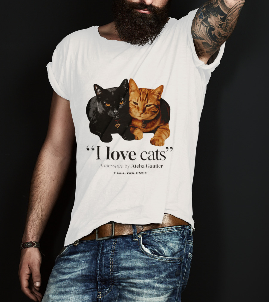 I Love Cats Ateba Gautier Full Violence Black And Ginger Cat Duo T-Shirt