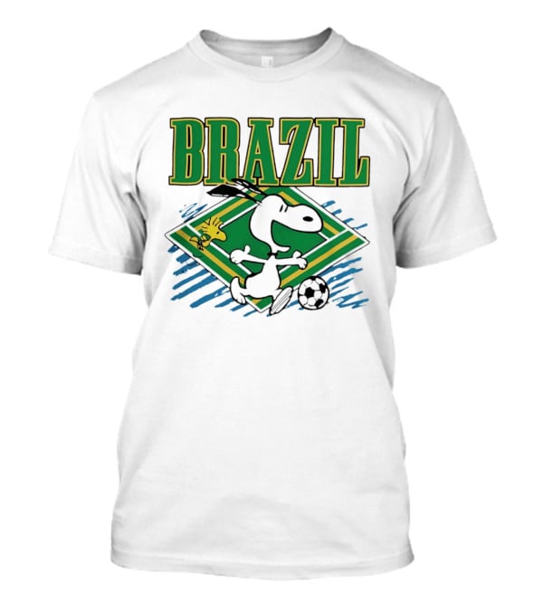 Brazil Soccer Snoopy Woodstock Peanuts Characters Football T-Shirt