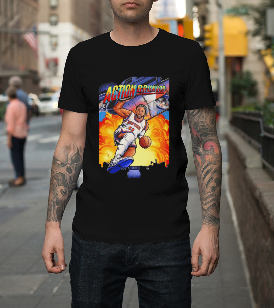 Action Brunson New York Knicks Basketball Comic Explosive Dynamic T-Shirt