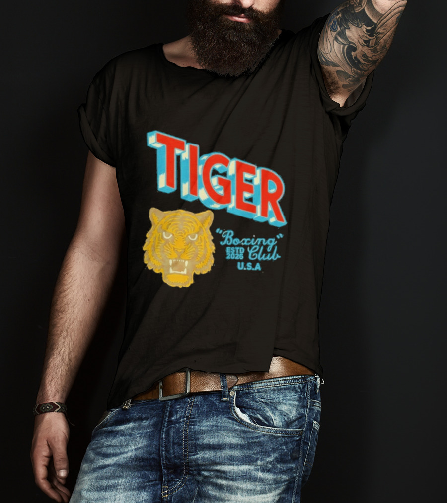 Tiger Boxing Club Estd 2026 USA Tiger Head Logo Sports Team T-Shirt