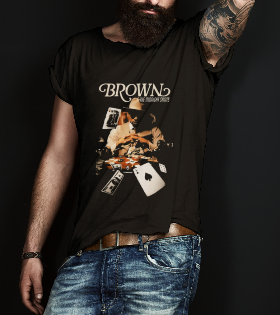 BROWN The Midnight Saints Playing Cards And Chips Explosion T-Shirt