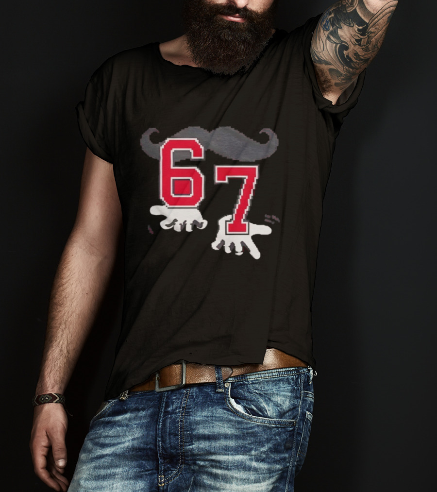Cincinnati Reds 67 Beard Meme Moustache Hands T-Shirt