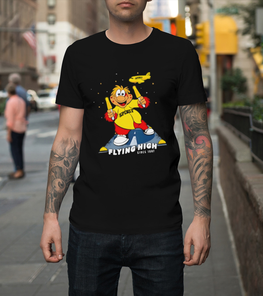 Inland Empire 66ers Baseball Mascot Celebrating Flying High Since 1987 With Spirit Airlines Memorabilia T-Shirt