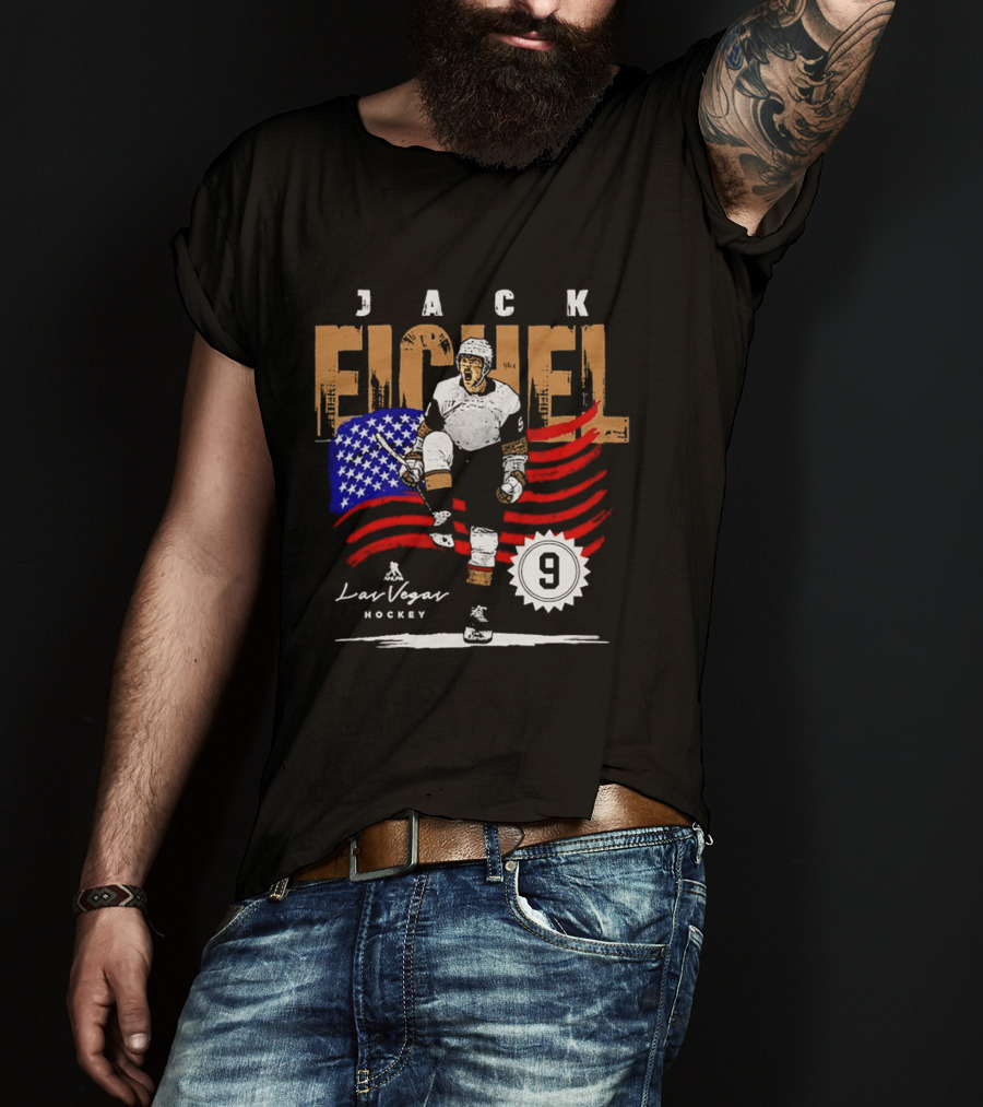 Jack Eichel American Flag Las Vegas Hockey 9 T-Shirt