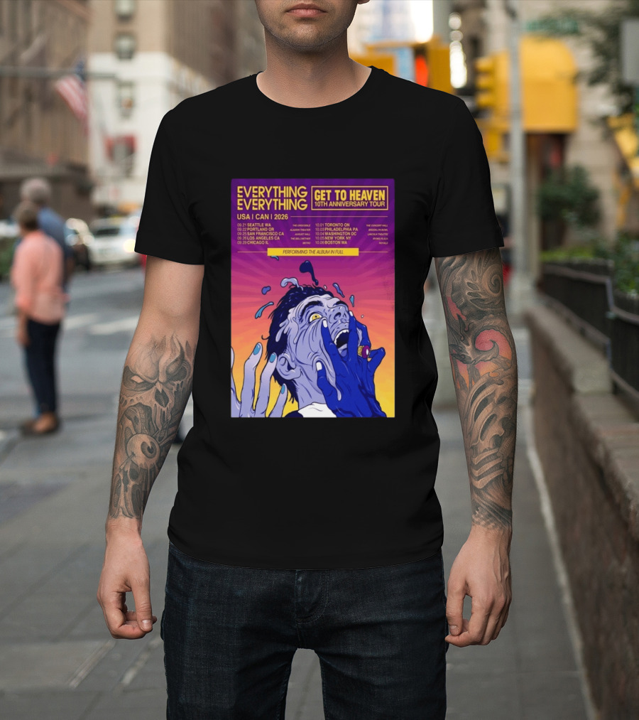 Everything Everything Get To Heaven 10th Anniversary Tour 2026 USA Canada Dates T-Shirt