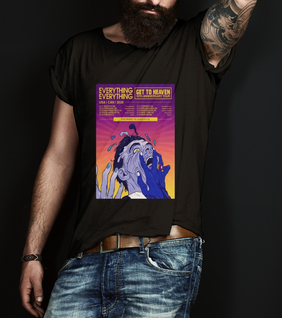 Everything Everything Get To Heaven 10th Anniversary Tour 2026 USA Canada Dates T-Shirt