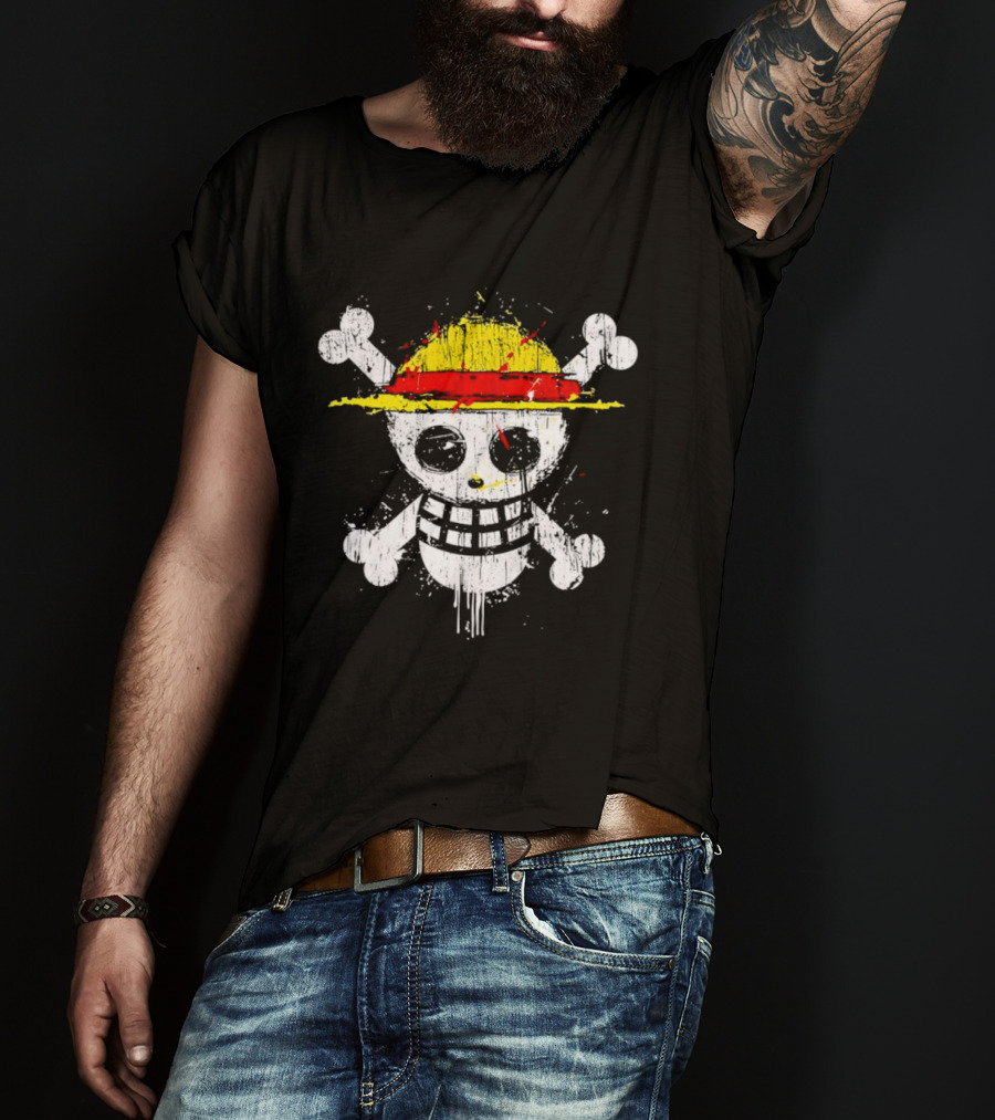 Jolly Roger Straw Hat Pirate Skull Monkey D. Luffy One Piece T-Shirt