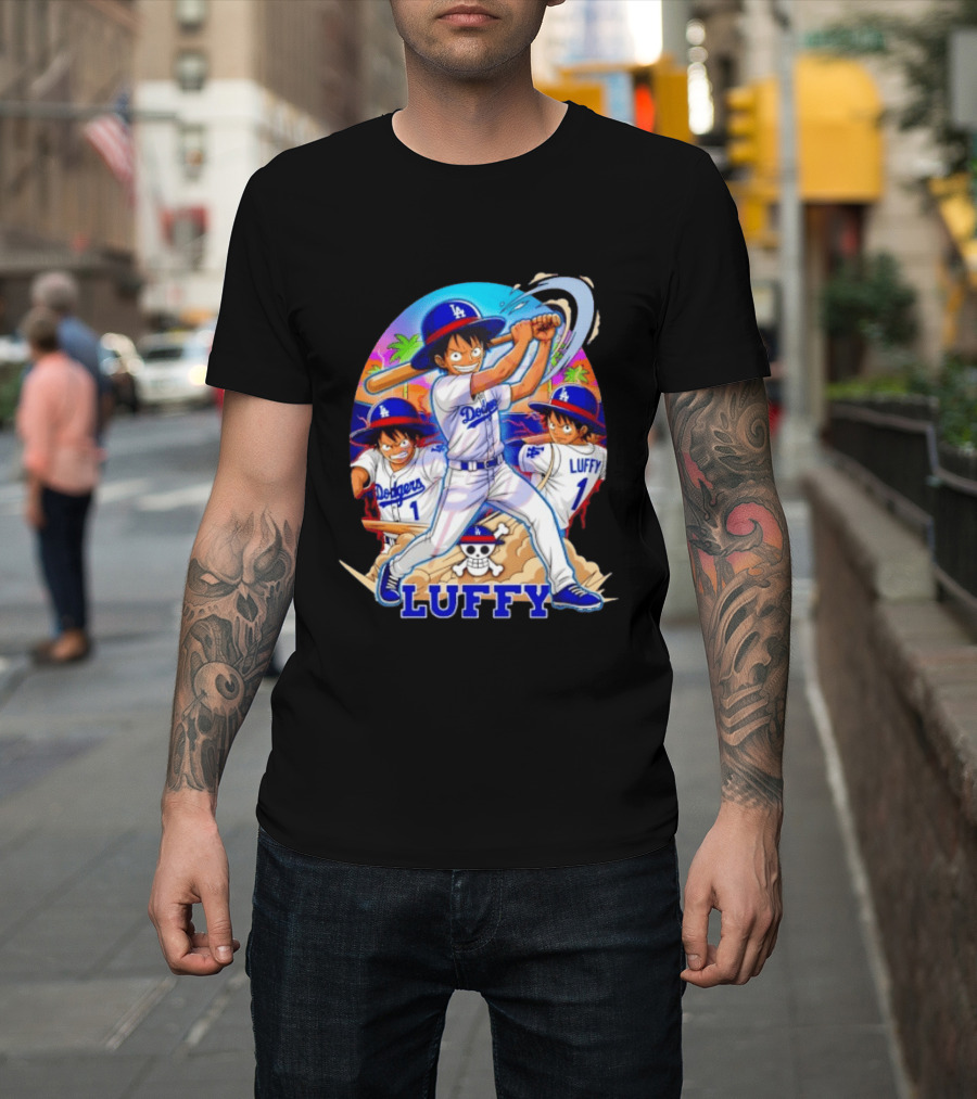 Monkey D. Luffy Dodgers Baseball 2026 Anime T-Shirt