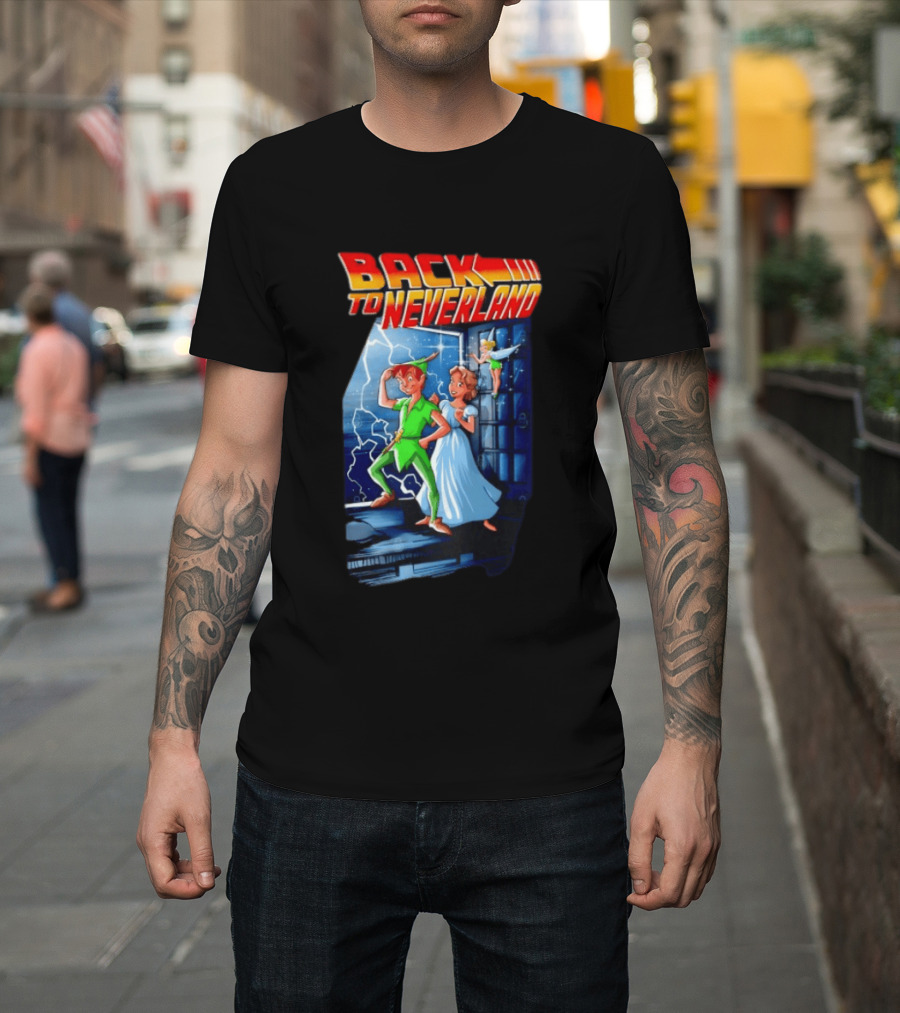 Back To Neverland Peter Pan Wendy Tinkerbell Mashup Back To The Future T-Shirt