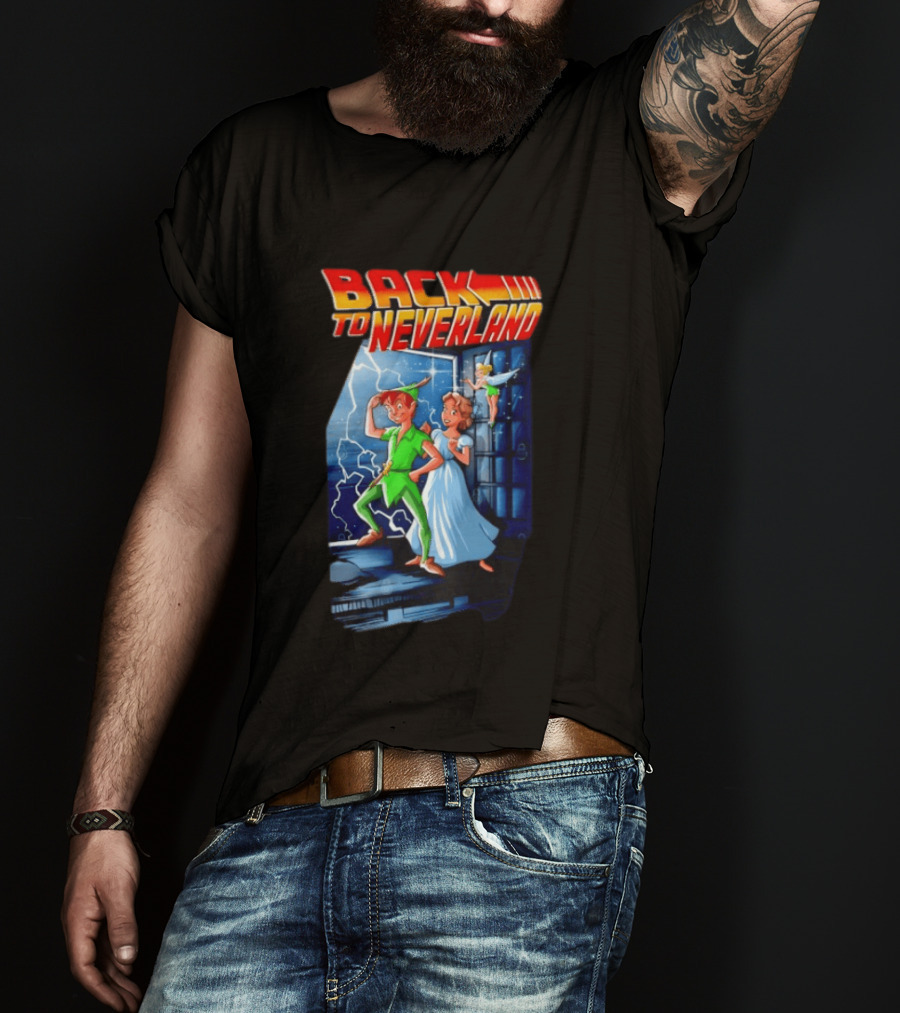 Back To Neverland Peter Pan Wendy Tinkerbell Mashup Back To The Future T-Shirt