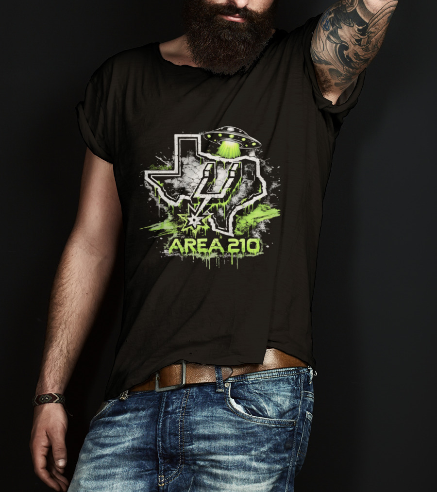 San Antonio Area 210 Spurs Fiesta UFO Texas Map T-Shirt
