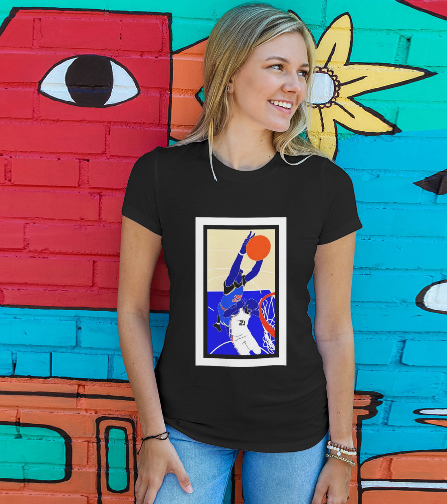 Mitchell Robinson Slam Dunk Over Joel Embiid New York Knicks T-Shirt