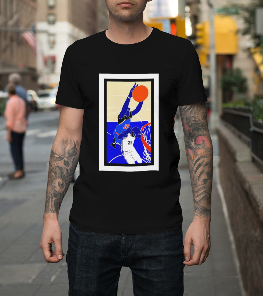 Mitchell Robinson Slam Dunk Over Joel Embiid New York Knicks T-Shirt