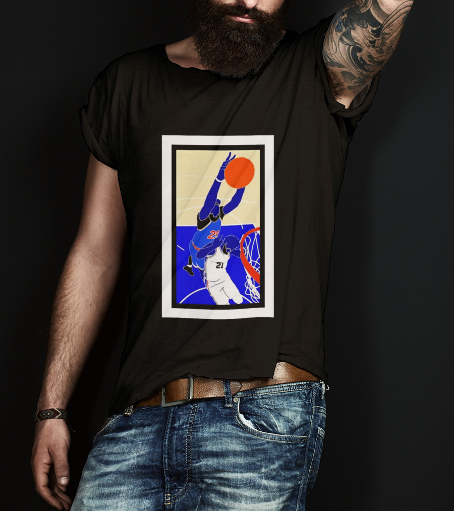 Mitchell Robinson Slam Dunk Over Joel Embiid New York Knicks T-Shirt