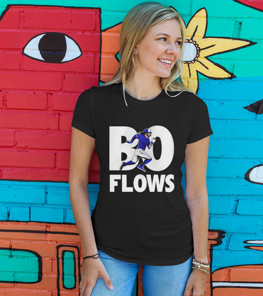 Bo Flows Running Baseball Player In Blue Uniform T-Shirt