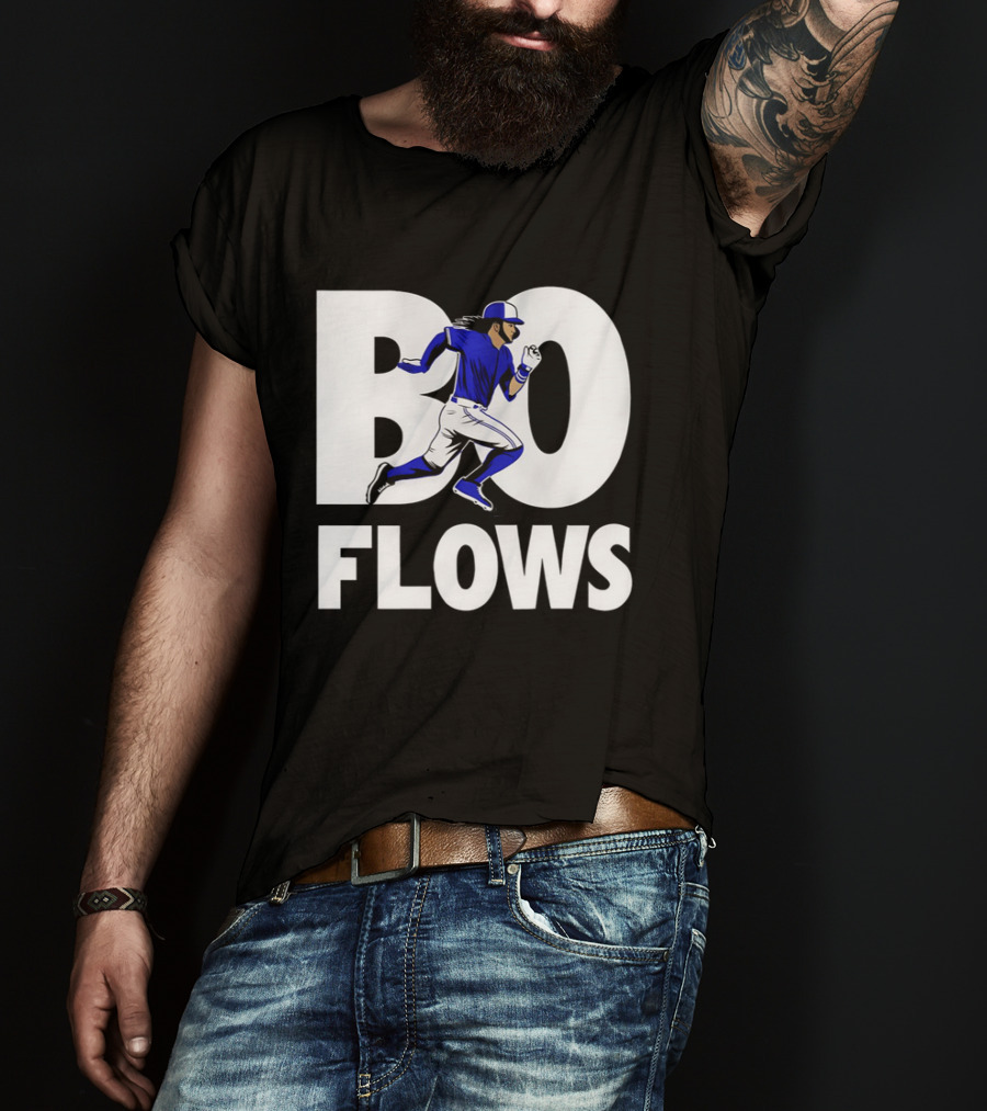 Bo Flows Running Baseball Player In Blue Uniform T-Shirt