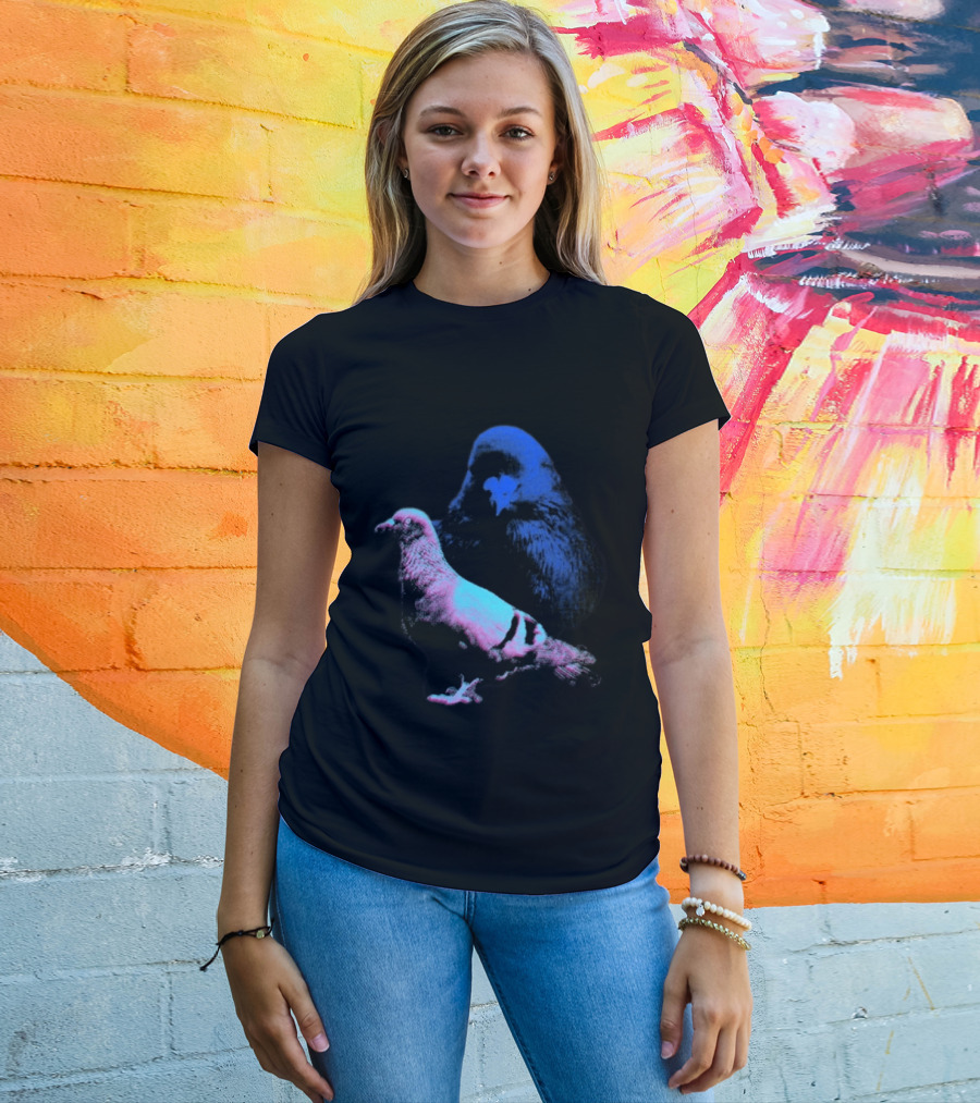 It's Just A Pigeon Neon Duo Bold Colors Contrast T-Shirt