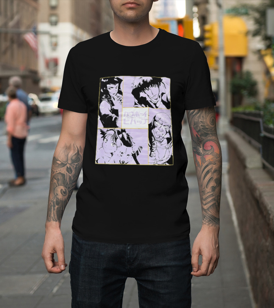 Cowboy Bebop Anime Characters Collage Faye Spike Ein Jet T-Shirt