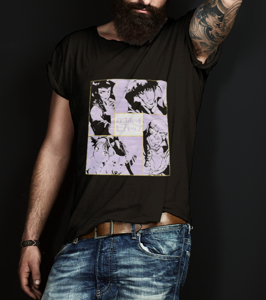 Cowboy Bebop Anime Characters Collage Faye Spike Ein Jet T-Shirt