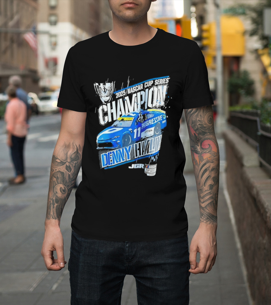 Denny Hamlin 2025 NASCAR Cup Series Champion Progressive Car 11 Joe Gibbs Racing T-Shirt