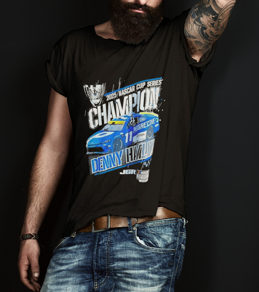 Denny Hamlin 2025 NASCAR Cup Series Champion Progressive Car 11 Joe Gibbs Racing T-Shirt