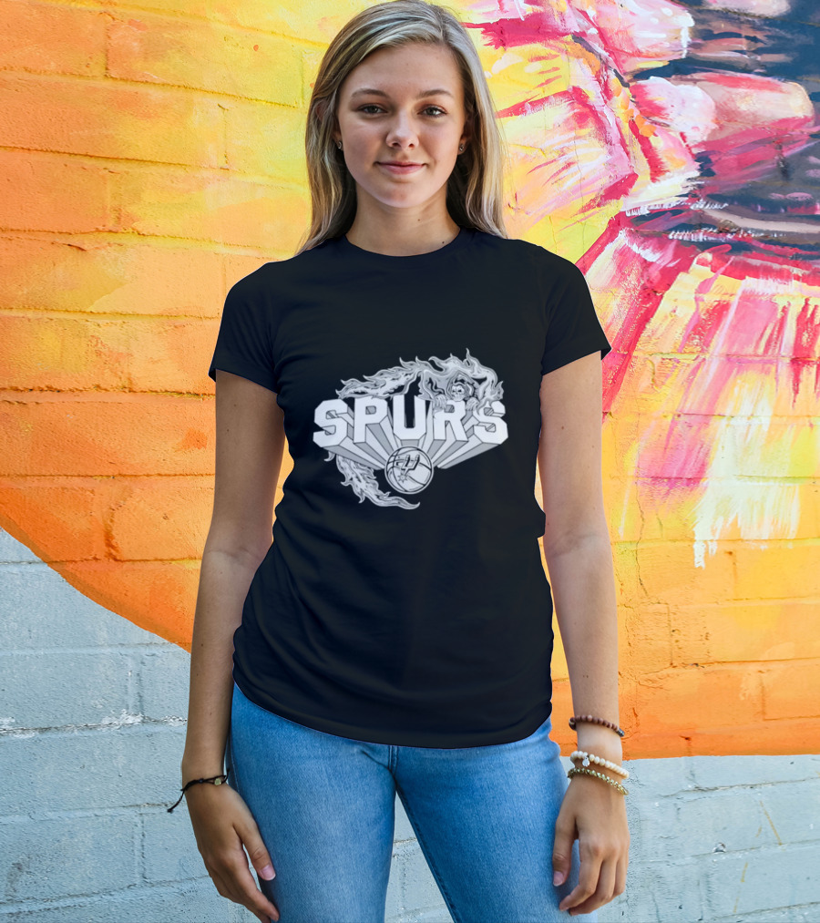 San Antonio Spurs Warren Lotas Flames 2026 Basketball Collaboration T-Shirt