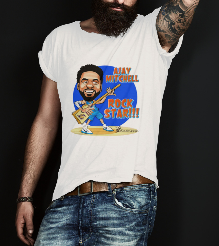 Ajay Mitchell Oklahoma City Thunder Rock Star Basketball Caricature T-Shirt