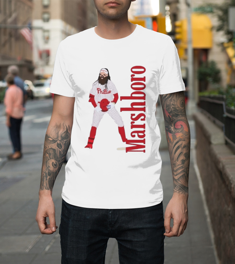 Brandon Marshboro Phillies Player Uniform Red Vertical T-Shirt