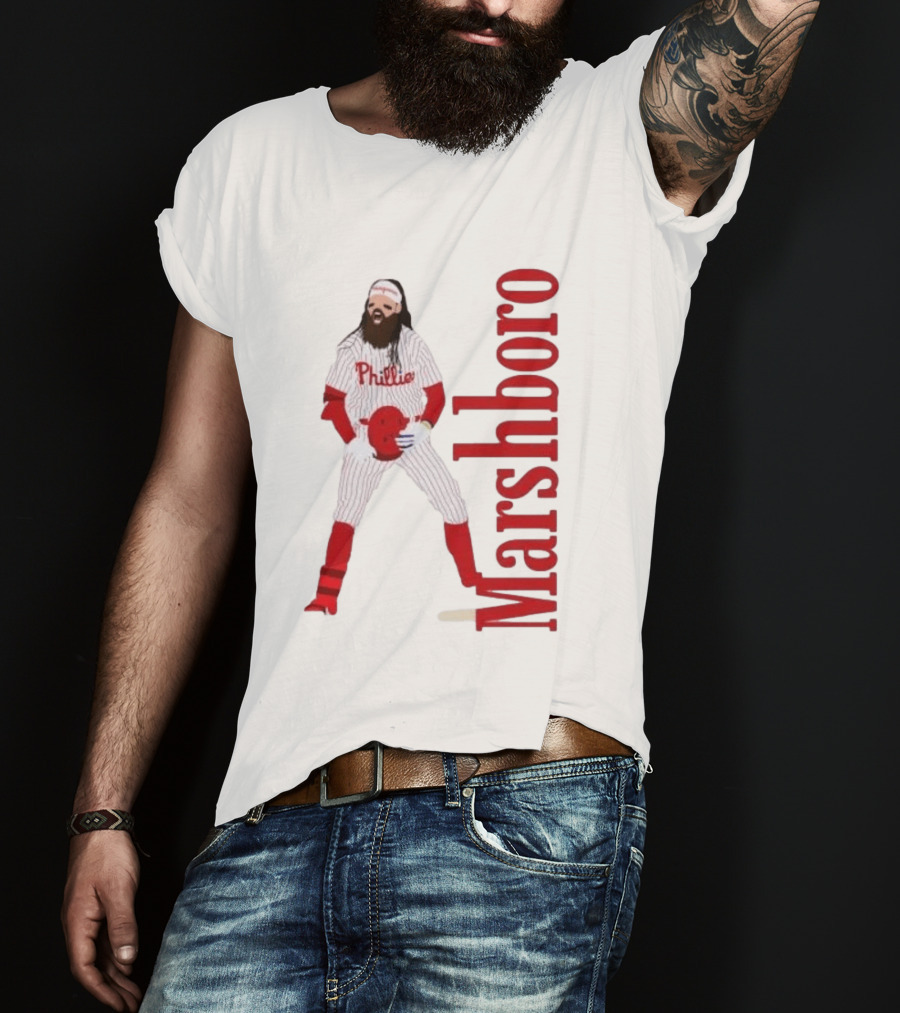 Brandon Marshboro Phillies Player Uniform Red Vertical T-Shirt