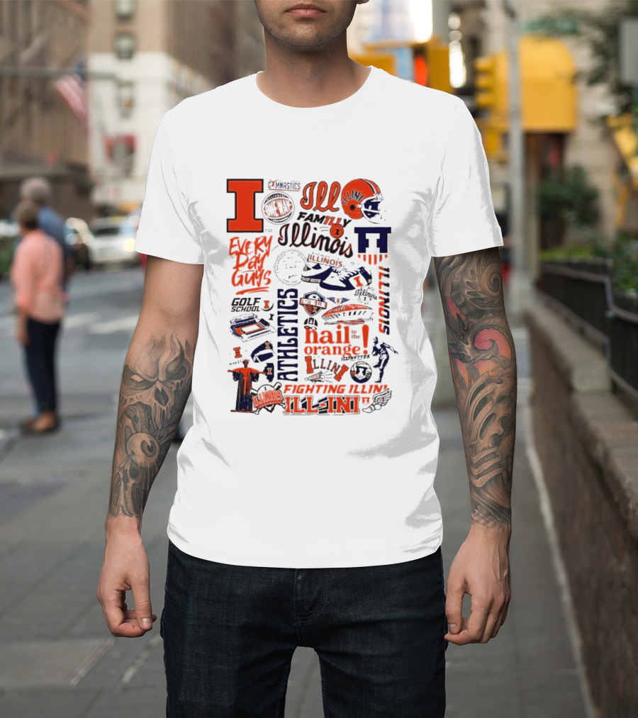 Illinois Fighting Illini Athletics Symbols Illini Orange Blue Football Basketball Golf Illini Till I Die T-Shirt
