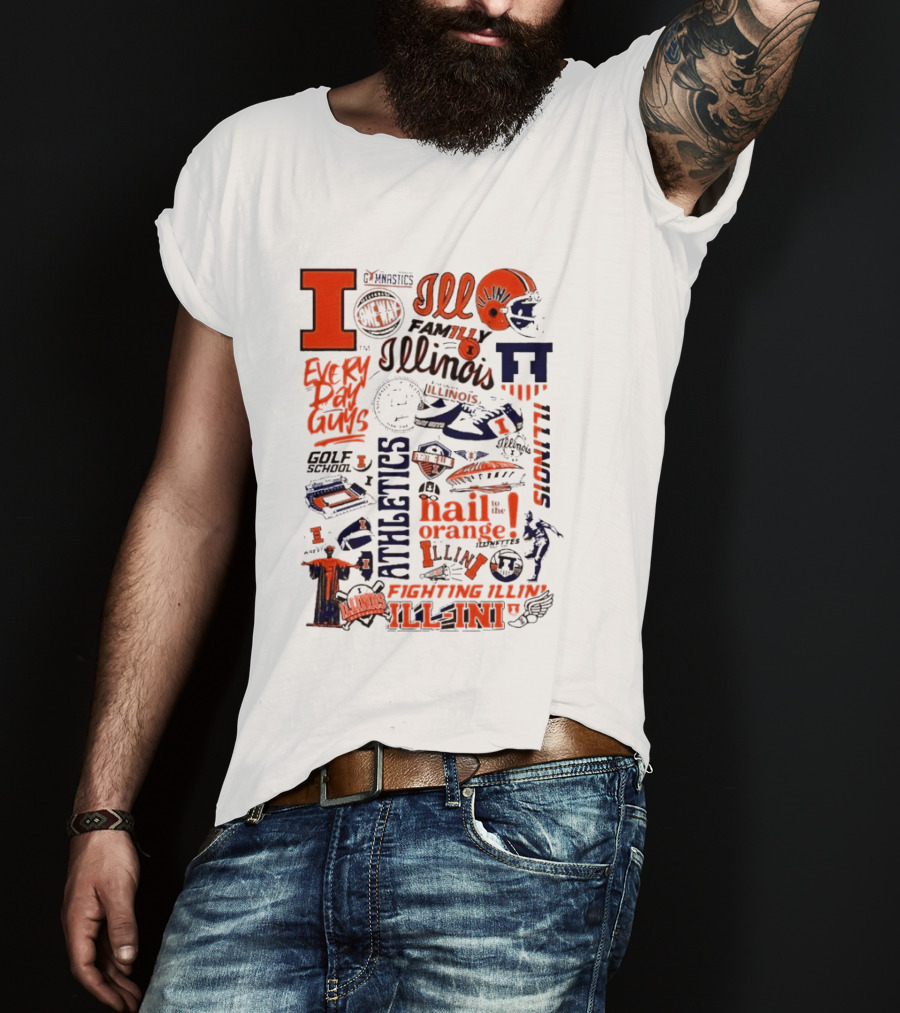 Illinois Fighting Illini Athletics Symbols Illini Orange Blue Football Basketball Golf Illini Till I Die T-Shirt